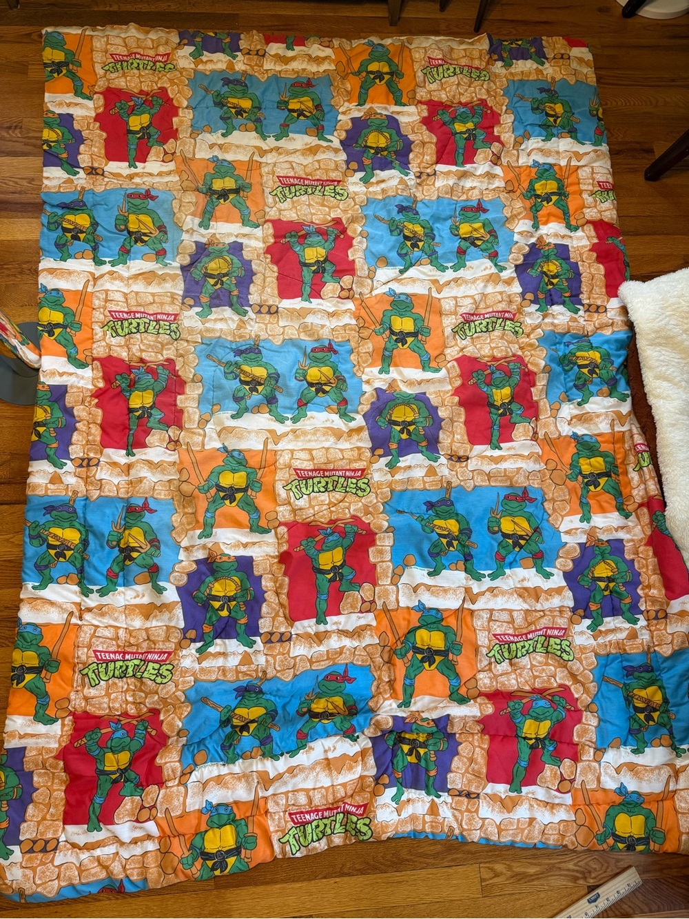 Vintage 80s Teenage Mutant Ninja Turtles Comforter, Bedding Blanket TMNT 1988